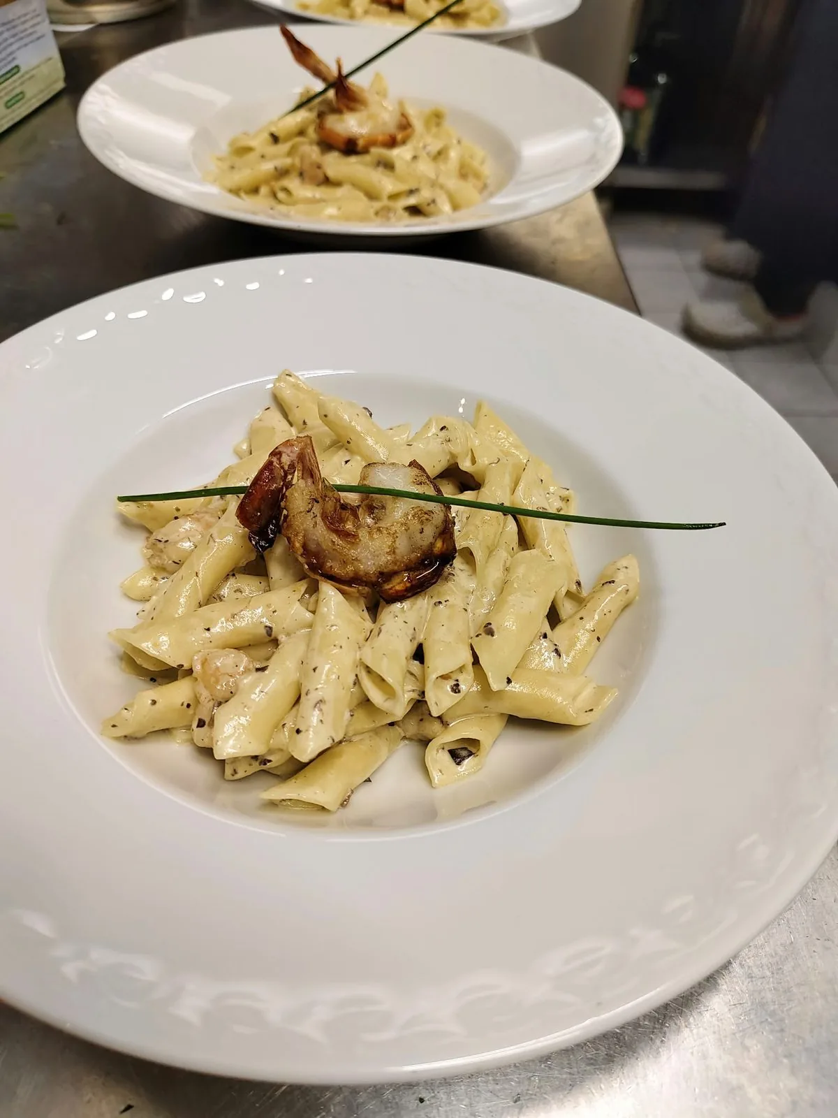 Pasta with scampi