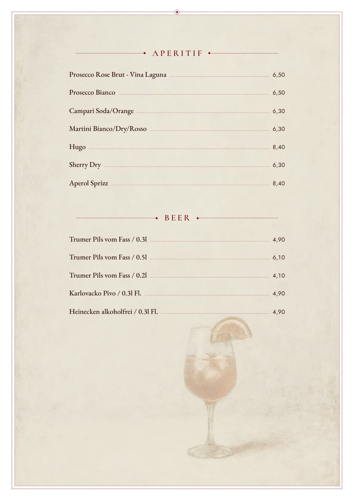 Beverage Menu