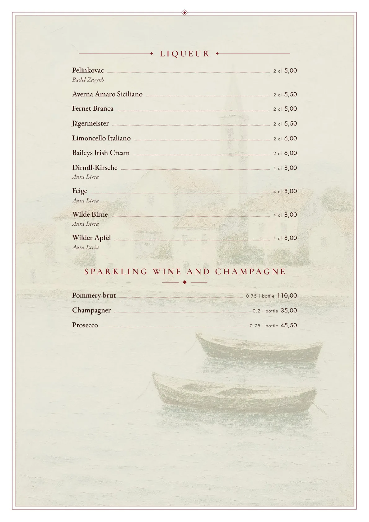 Beverage Menu